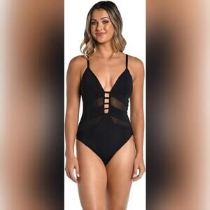 NWOT AMAVI Women's Standard Plunge One Piece Swimsuit, Large